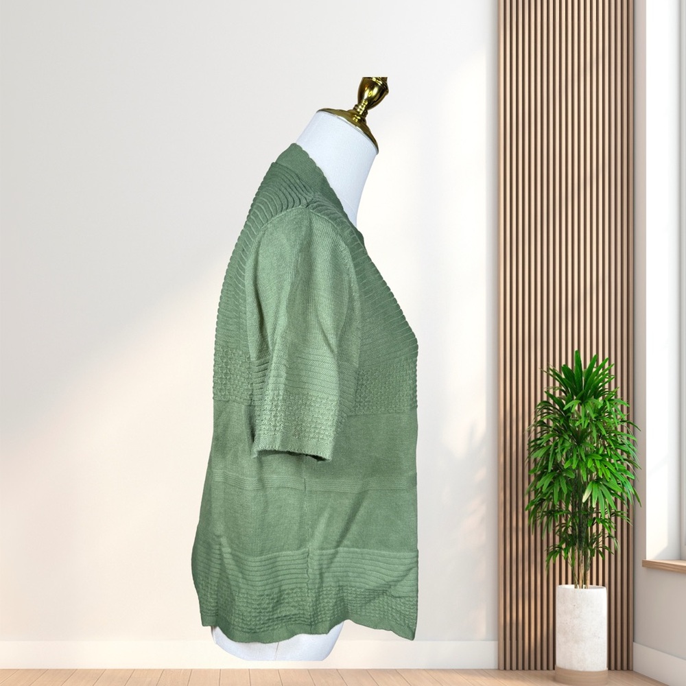 Nina Leonard Green Short Sleeve Cardigan - Picture 3 of 7